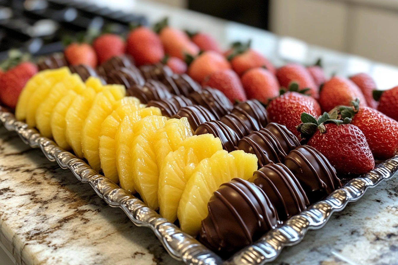 Delicious chocolate covered fruit assortment