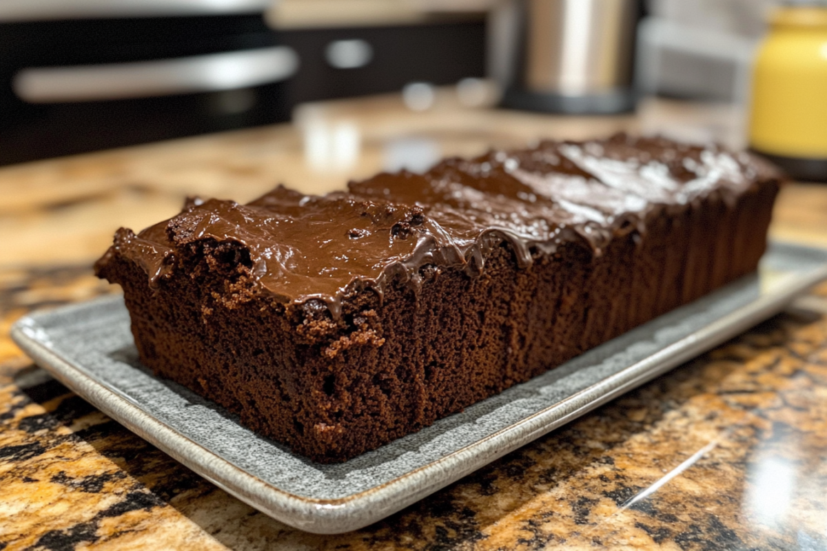 A delicious chocolate cake shot ready to be enjoyed.
