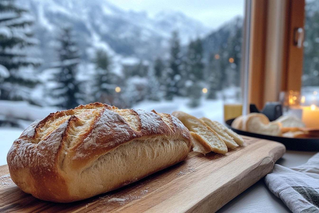 Close-up of freshly baked French bread.