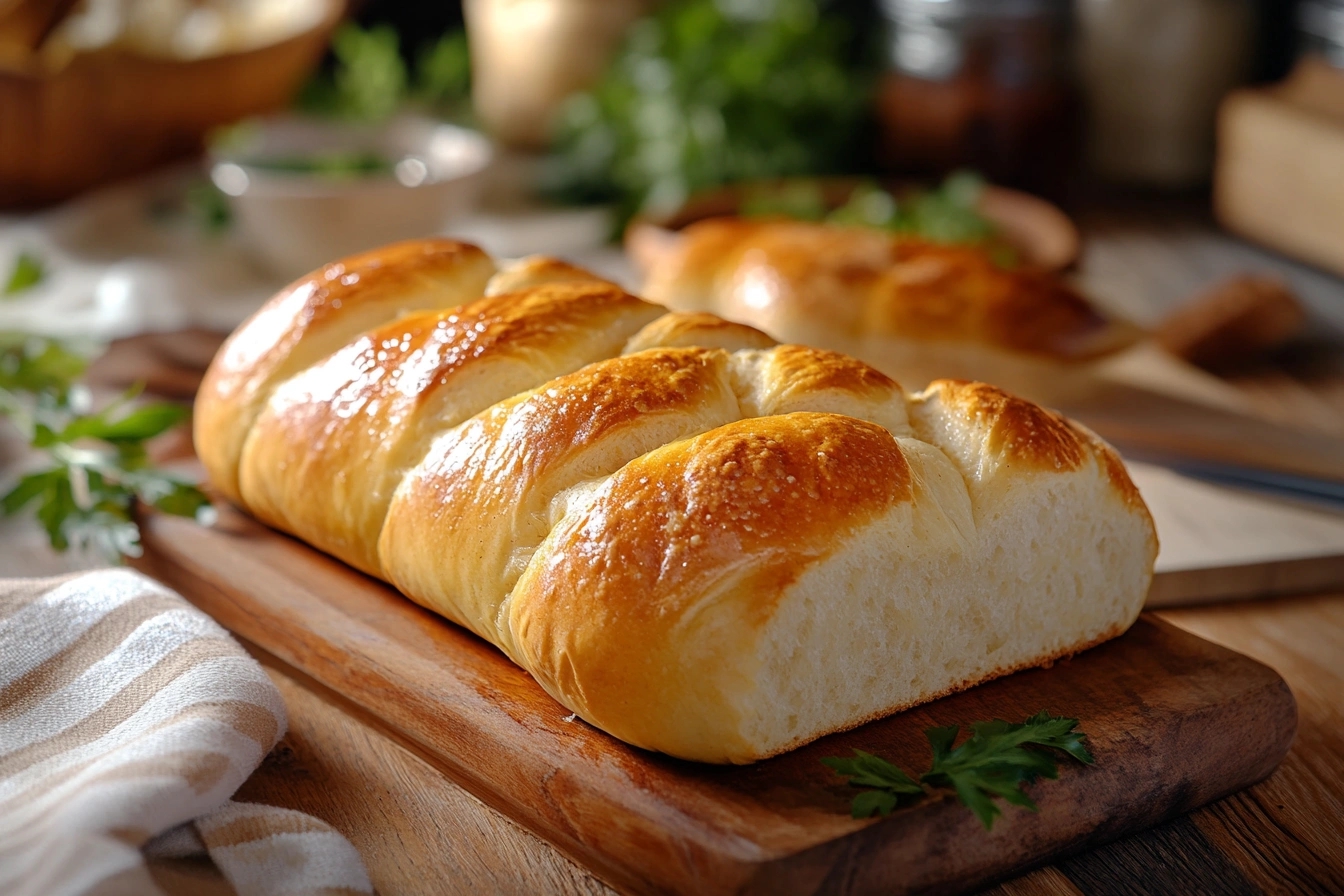 Freshly baked secret of french bread loaf.