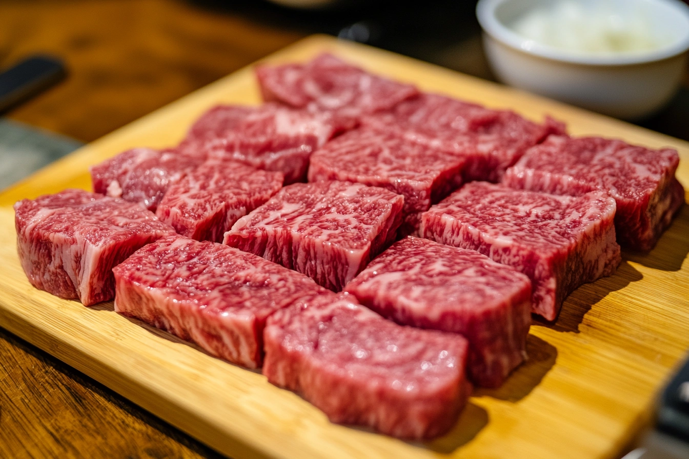 Shin of beef cut ready for slow cooking, showcasing its marbling.
