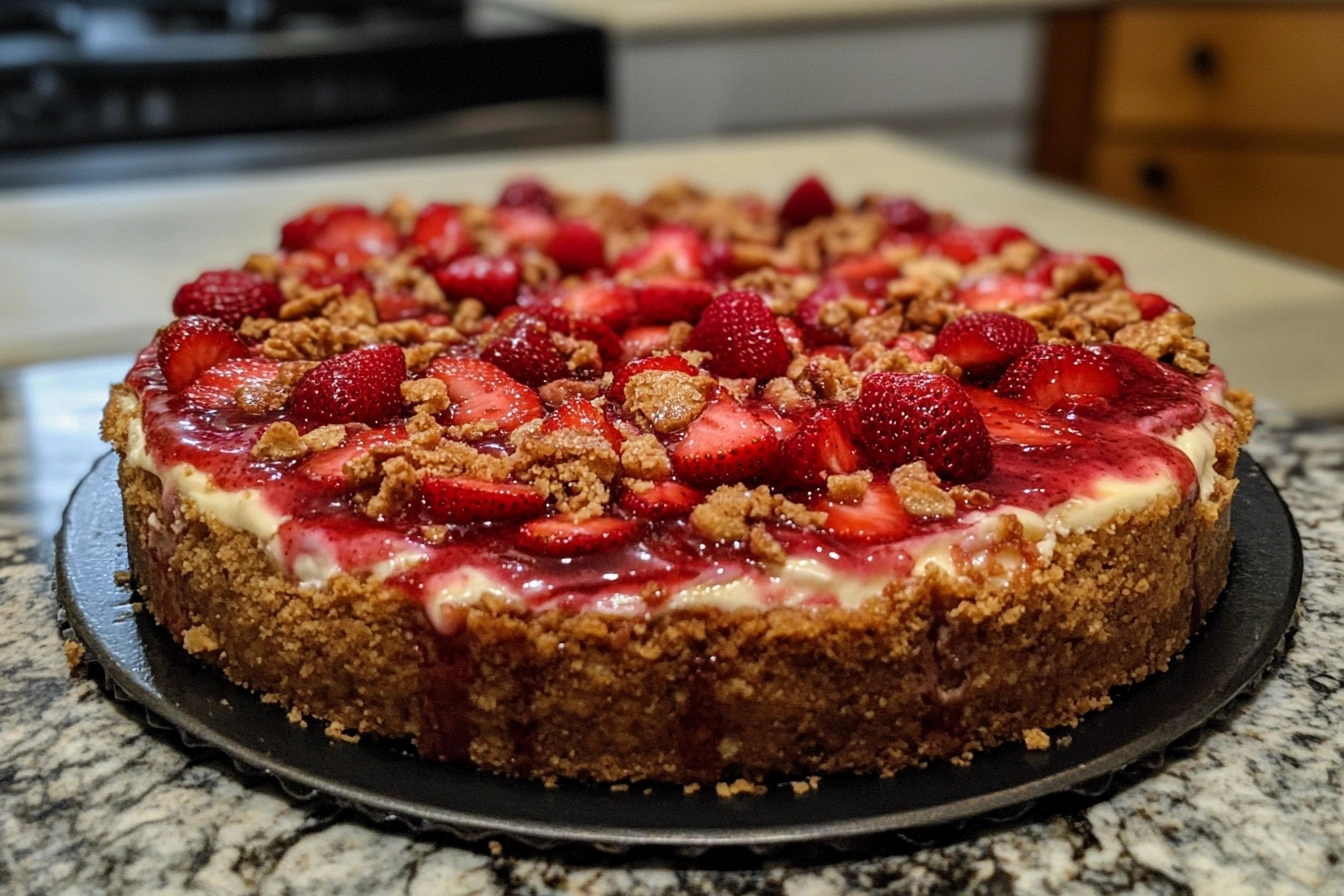 A delicious serving of no bake cheesecake filling with fresh berries.